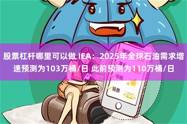 股票杠杆哪里可以做 IEA：2025年全球石油需求增速预测为103万桶/日 此前预测为110万桶/日