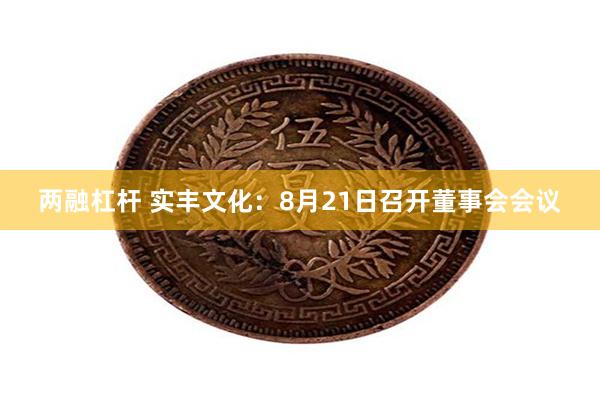 两融杠杆 实丰文化：8月21日召开董事会会议